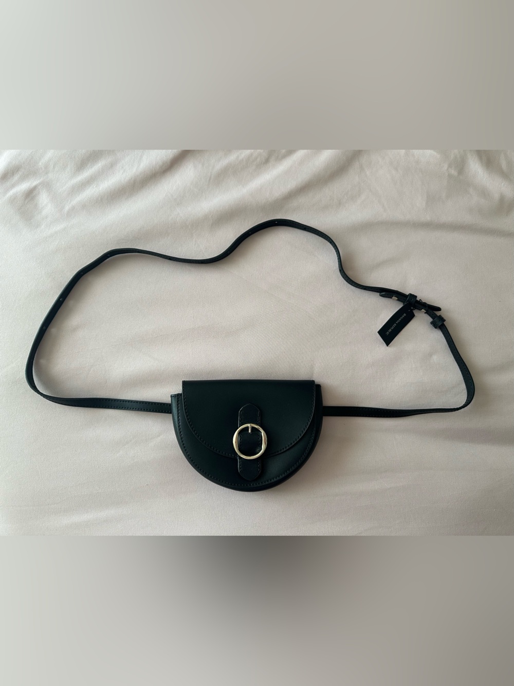 Banana Republic Black Half-Moon Crossbody with Gold Buckle